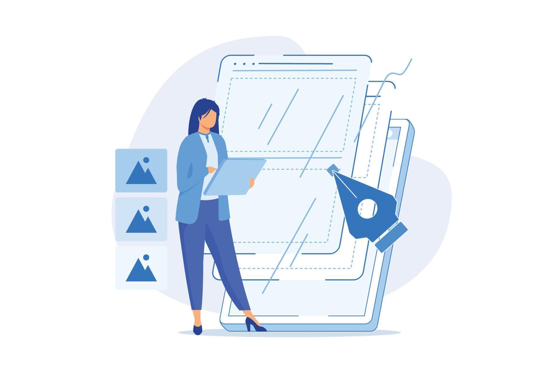 Illustration of a photo gallery app powered by AI